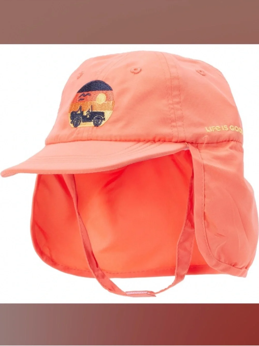 Life is Good Melon Coral Pink UPF50 Graphic Protective Neck Sun Cap Unisex